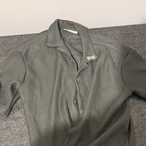 YoungLA Olive Textured Button Down Shirt